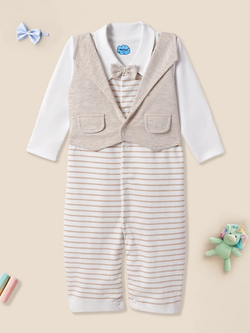 نوتيناتي Baby Boys' Cotton Striped Sleepsuit with Cute Jacket and Snap Buttons